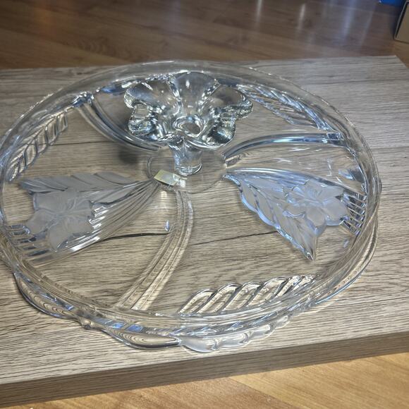 Vintage Mikasa Satin Orchid Footed Cake Plate Serving Platter 14.5 Frosted Glass - Picture 7 of 8